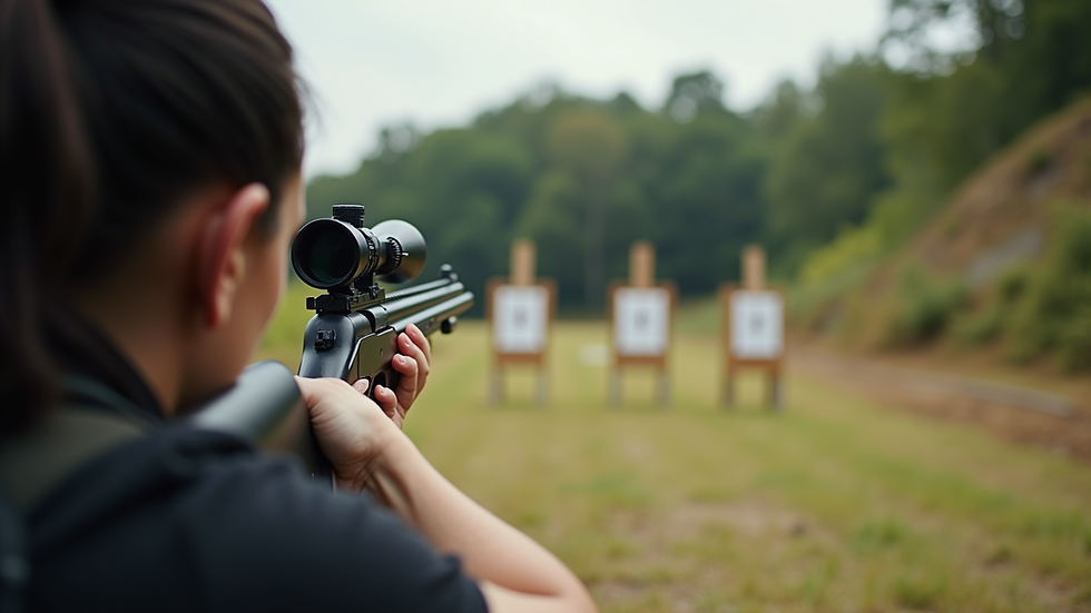 Eye-level view of a shooting range with targets set up for practice