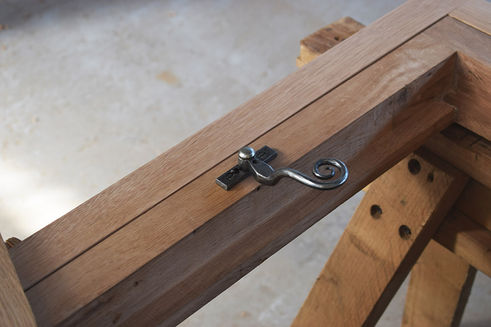 a close up of a window frame being put together in the workshop in Herefordshire, UK.