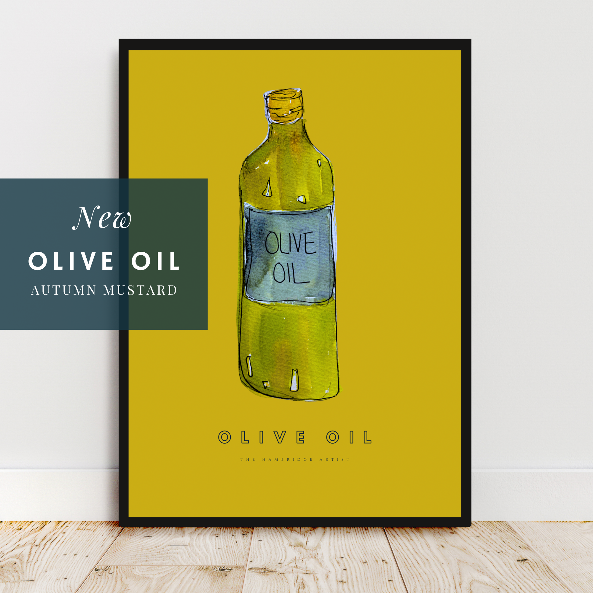 OLIVE OIL ON AUTUMN MUSTARD UNFRAMED ART PRINT