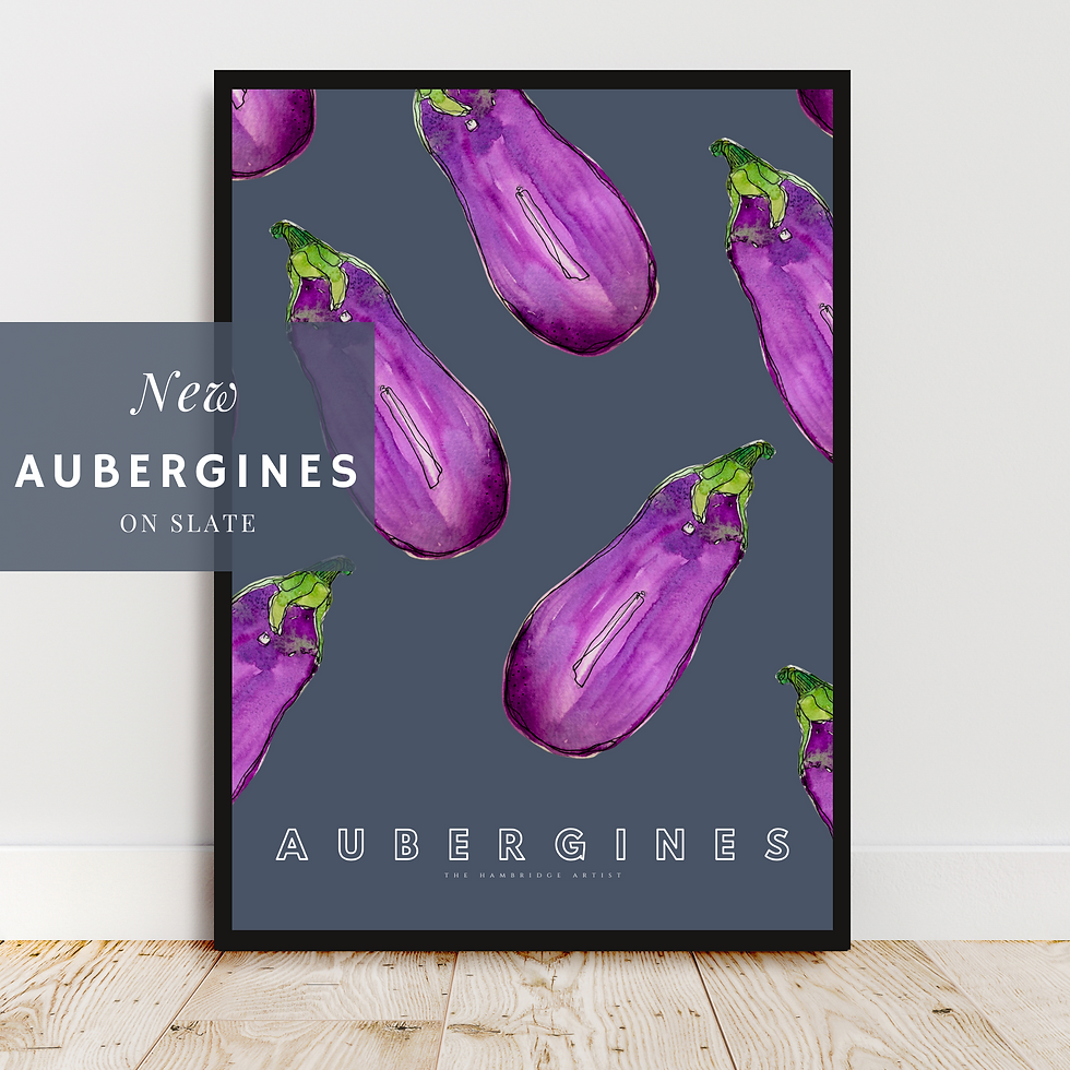 AUBERGINES SLATE ART PRINT UNFRAMED