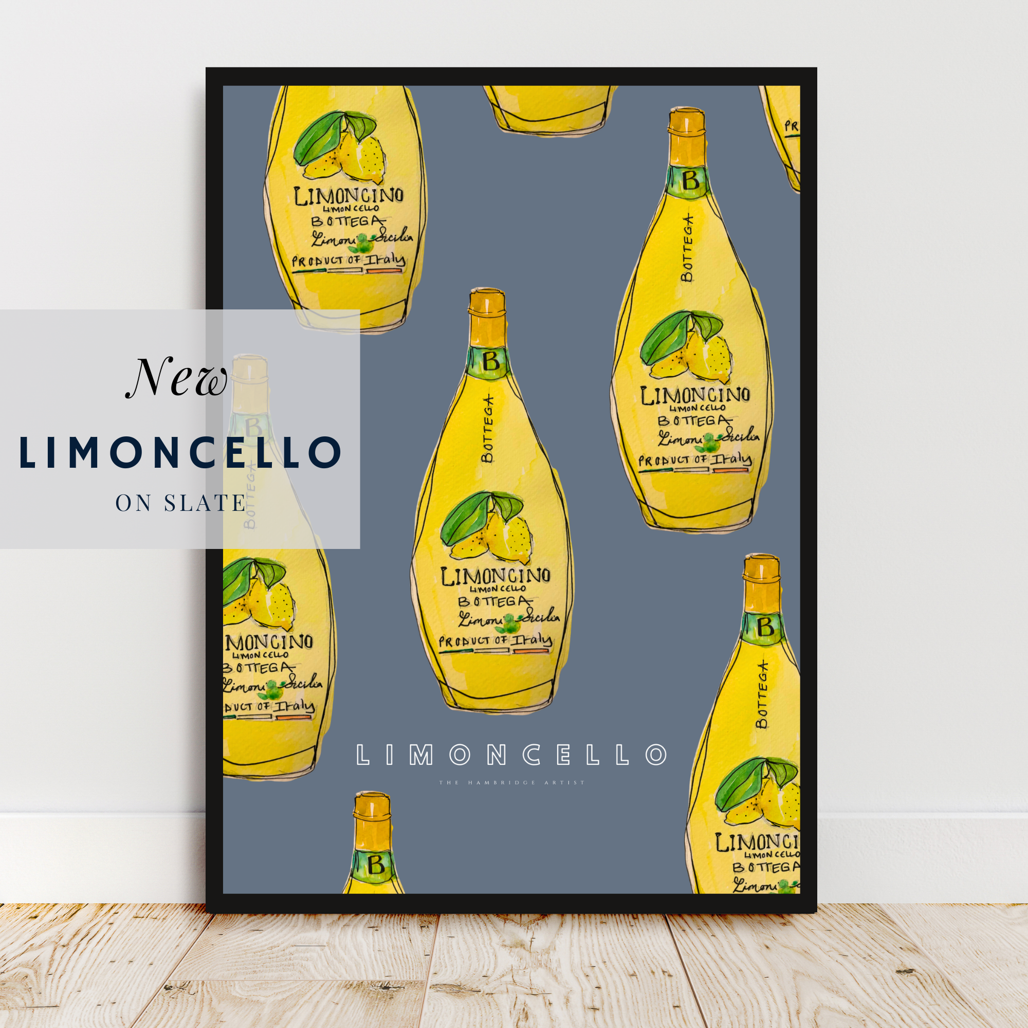 LIMONCELLO ON SLATE ART PRINT UNFRAMED