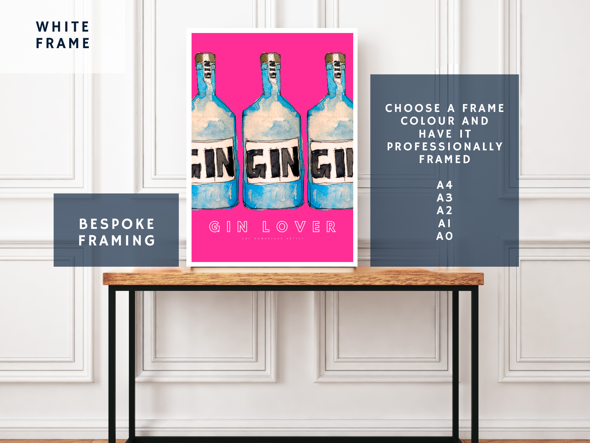 GIN LOVER HOT PINK - CHOOSE FRAME COLOUR