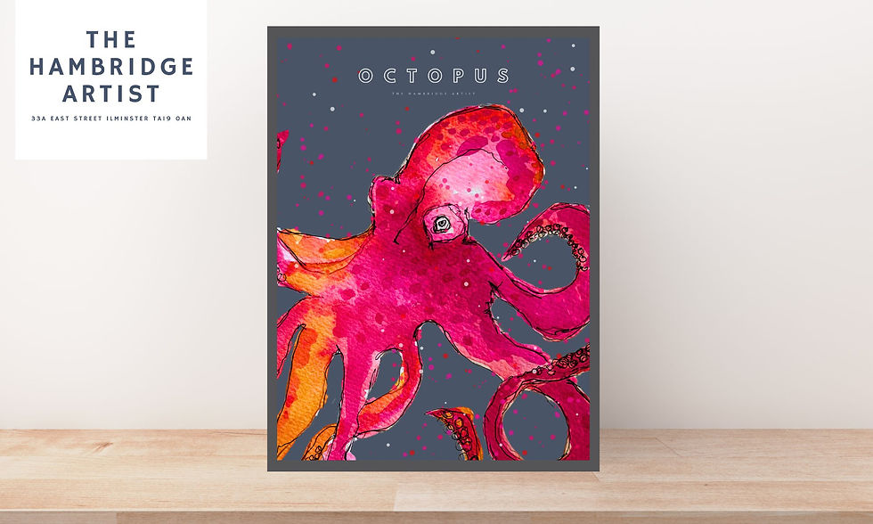 Thumbnail: OCTOPUS SLATE ART PRINT - CHOOSE FRAME COLOUR