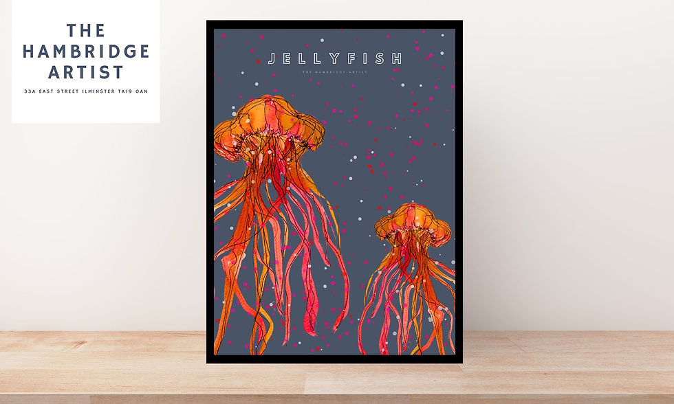 Thumbnail: JELLYFISH SLATE ART PRINT - CHOOSE FRAME COLOUR