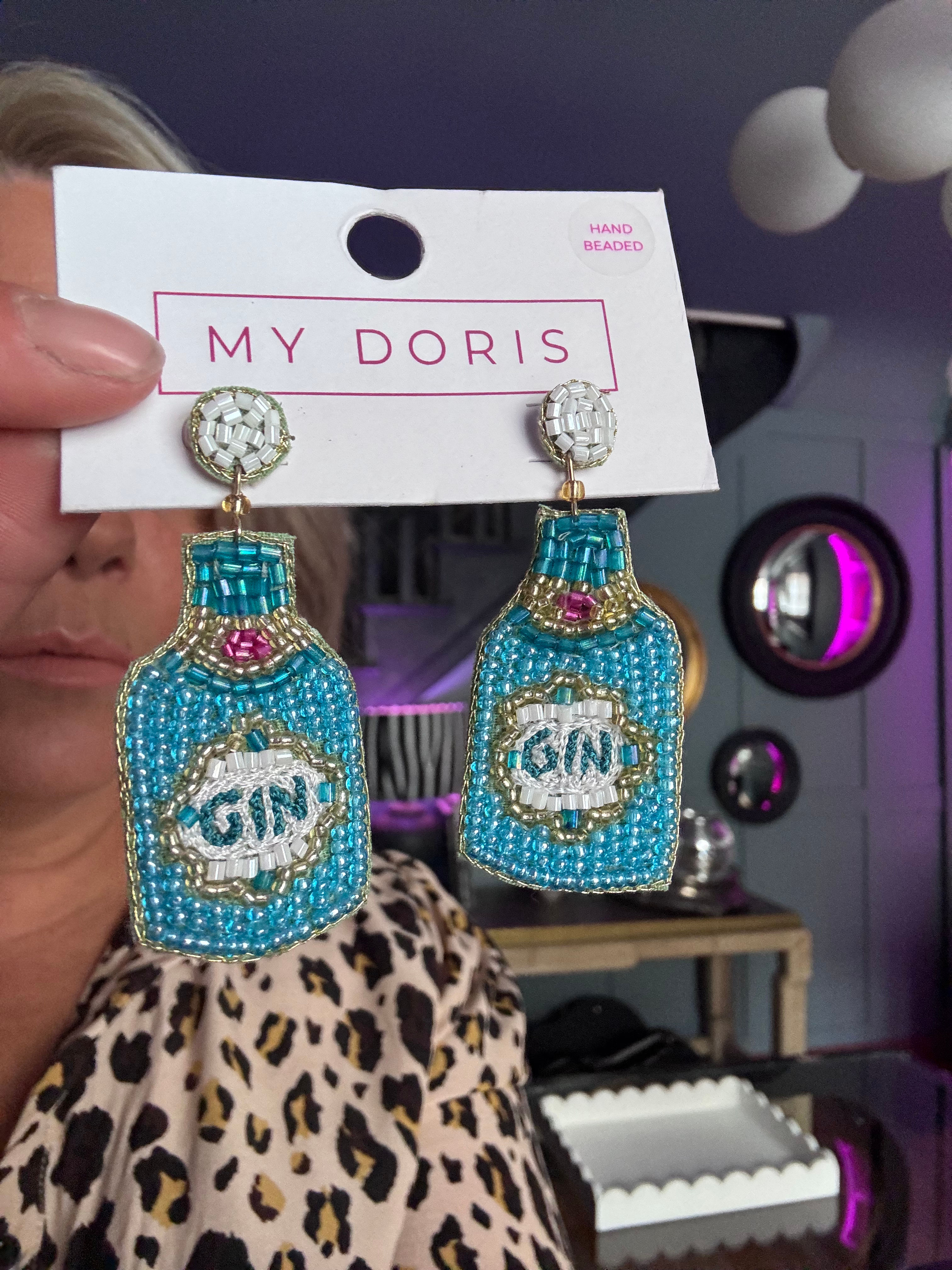 GIN BOTTLES HAND-CRAFTED EARRINGS MY DORIS