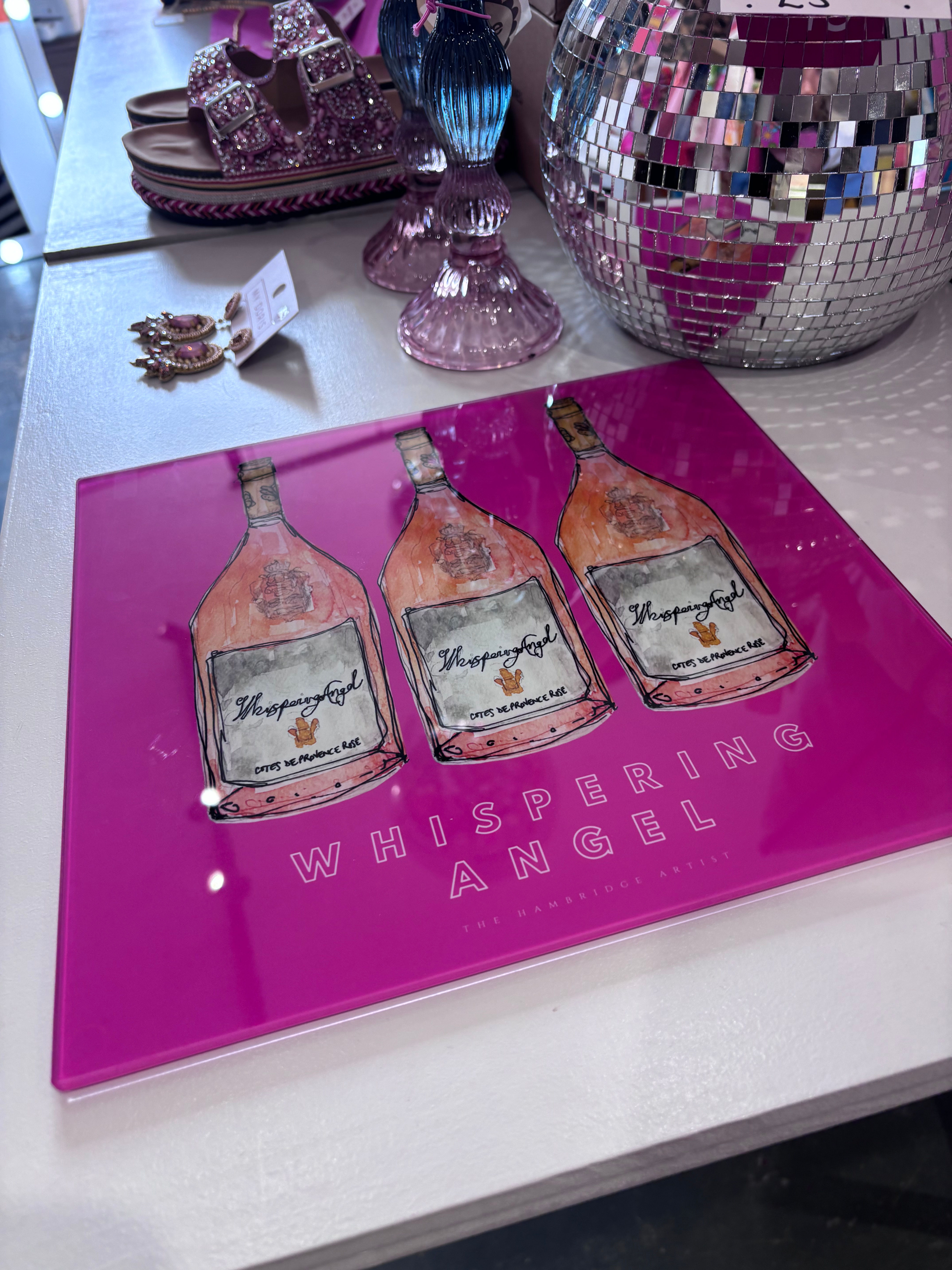 WHISPERING ANGEL HOT PINK GLASS NIBBLES BOARD