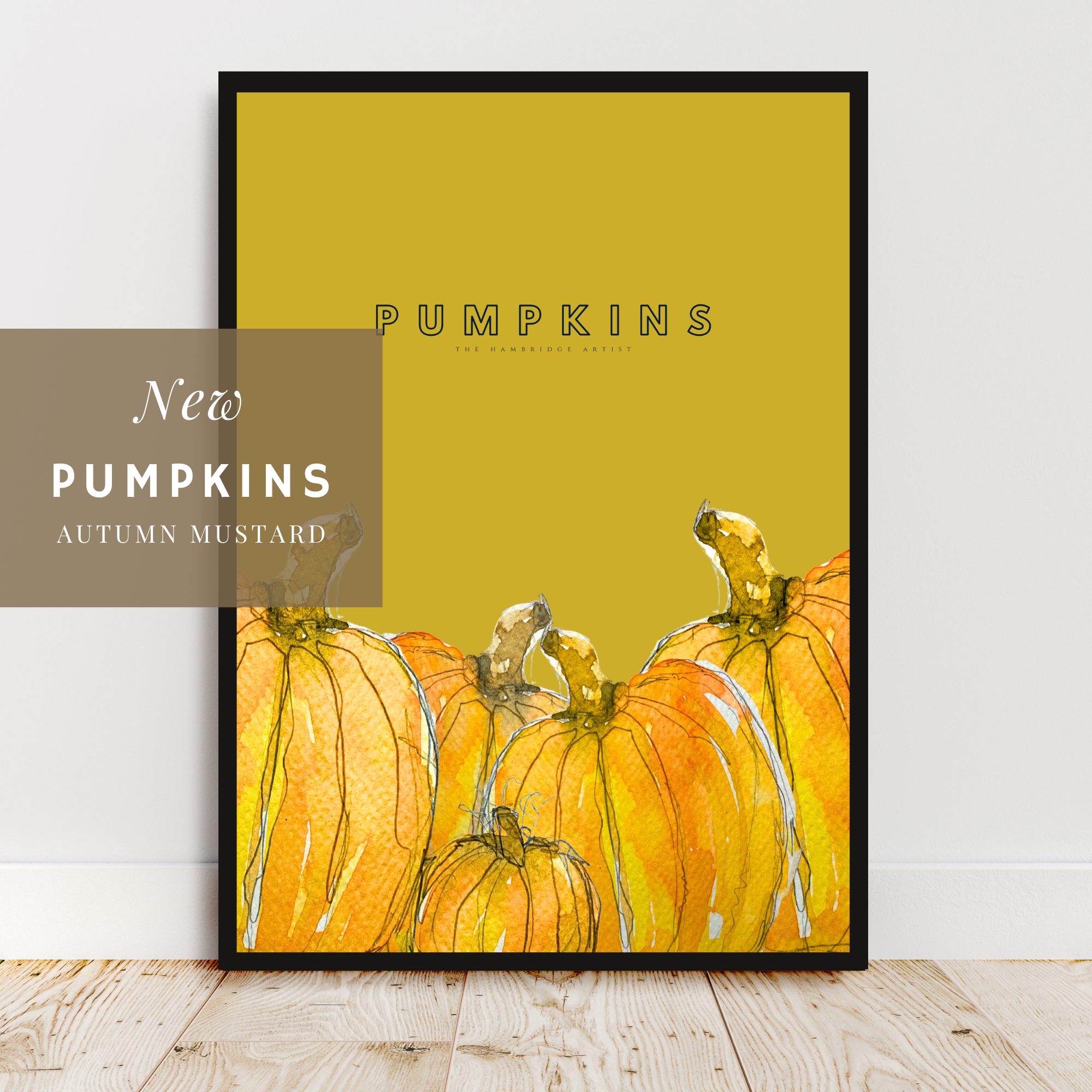 PUMPKINS AUTUMN MUSTARD UNFRAMED ART PRINT