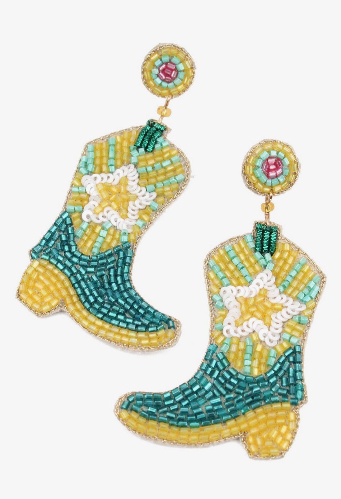 LIME BLUE COWBOY BOOTS HAND-CRAFTED EARRINGS MY DORIS