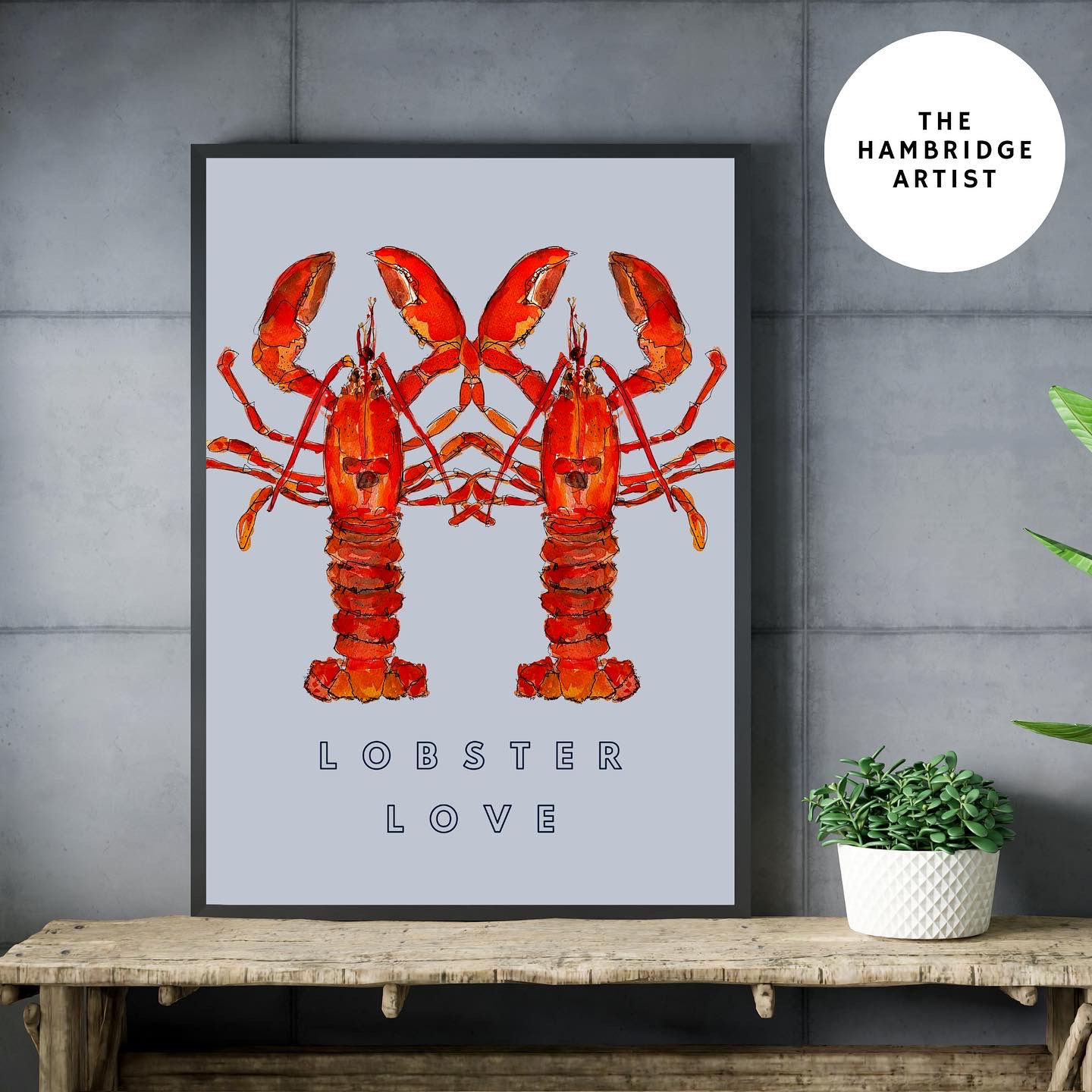 LOBSTER LOVE ART PRINT UNFRAMED