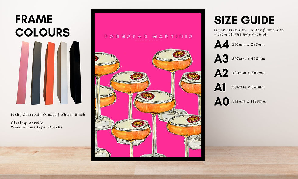 Thumbnail: PORNSTAR MARTINI COLOUR POP ART PRINT - CHOOSE FRAME COLOUR