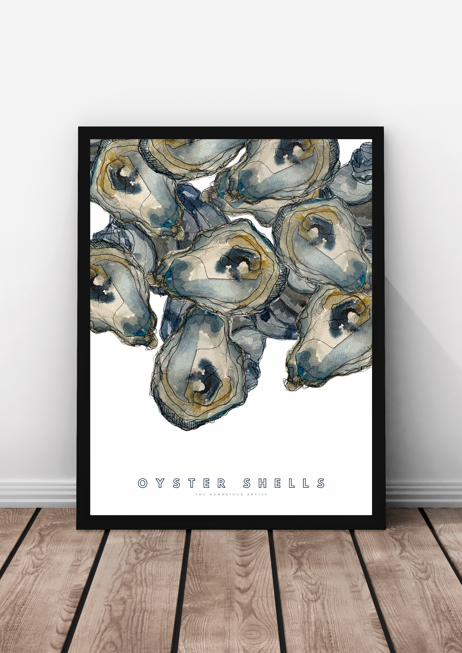 OYSTERS ON WHITE ART PRINT UNFRAMED