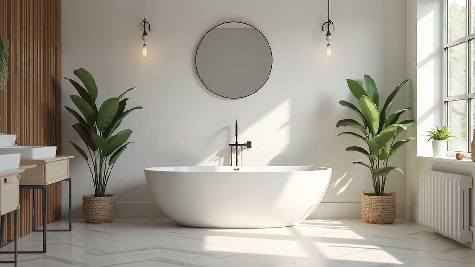 High angle view of a beautifully remodeled bathroom