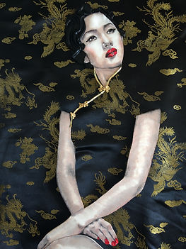 Black & Gold Applique Fashion Illustrati
