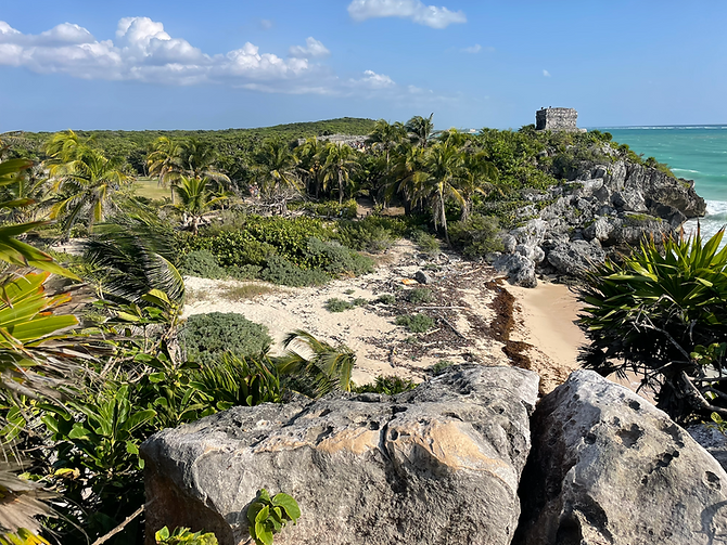 Vue panoramique de la plage de Tulum