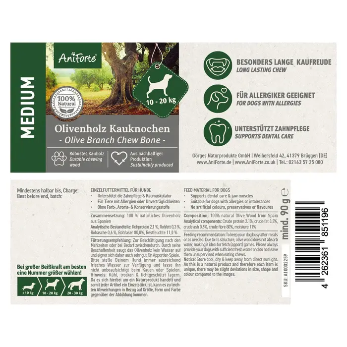 Miniaturbild: Olivenholz Kauknochen