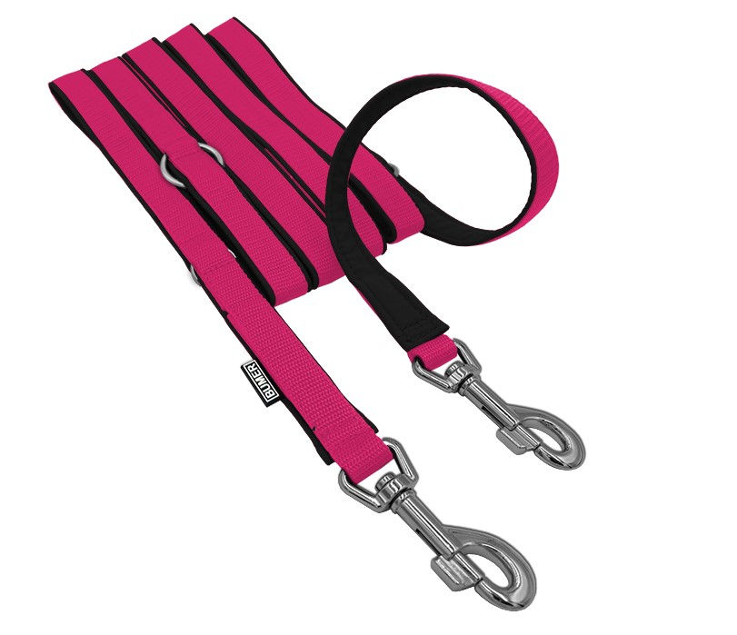 BUMER Hundeleine, gepolstert, (Softshell) - Schwarz / himbeer