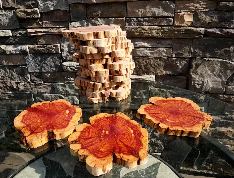 Thumbnail: Cedar wood cookies centerpieces 10in sanded