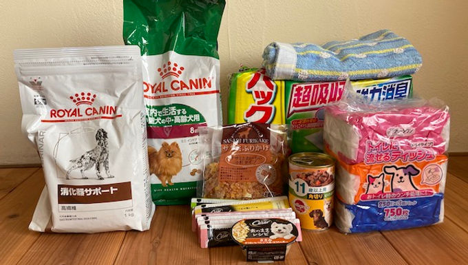 ペットフード、ペットシートなどのご支援を頂きました。