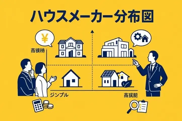 ハウスメーカー分布図で見る住宅会社の立ち位置|価格帯と特徴を整理