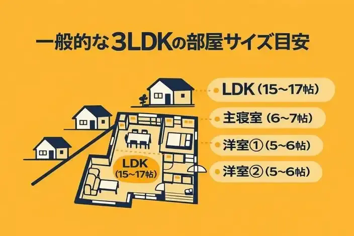 一般的な3LDKの部屋サイズ目安