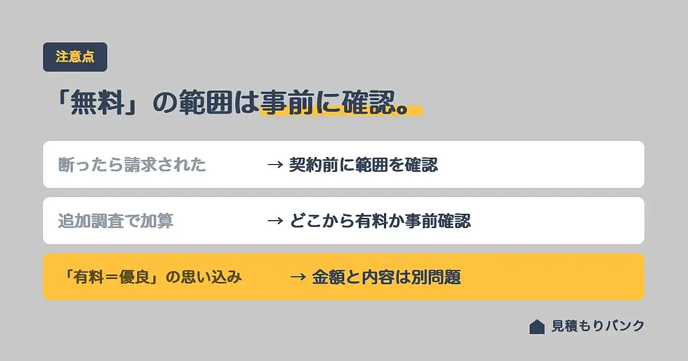 見積もり手数料に関する注意点