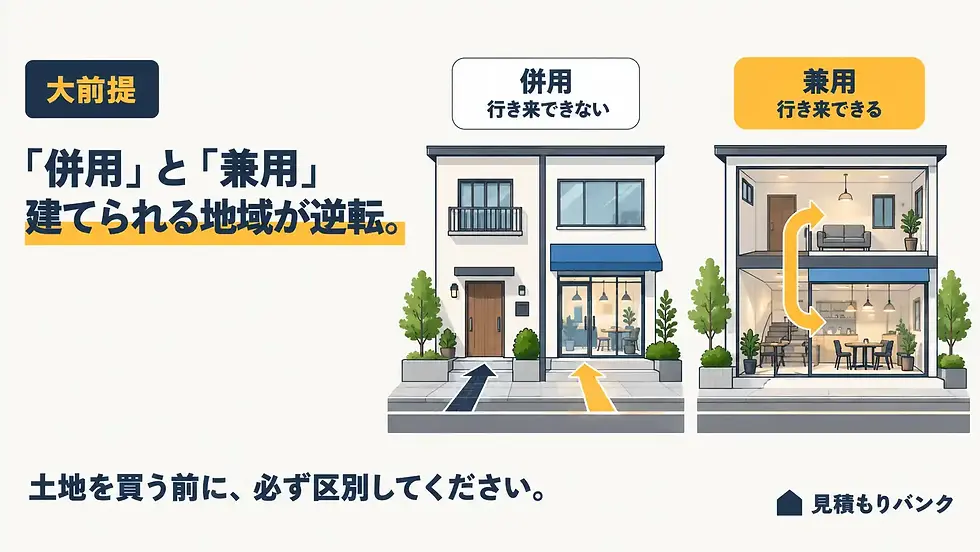 店舗併用住宅と店舗兼用住宅の違い|混同すると土地選びを間違える
