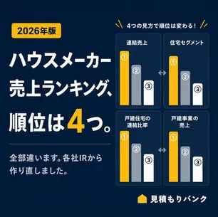 ハウスメーカー売上ランキング2026|順位は4つあり、全部違います