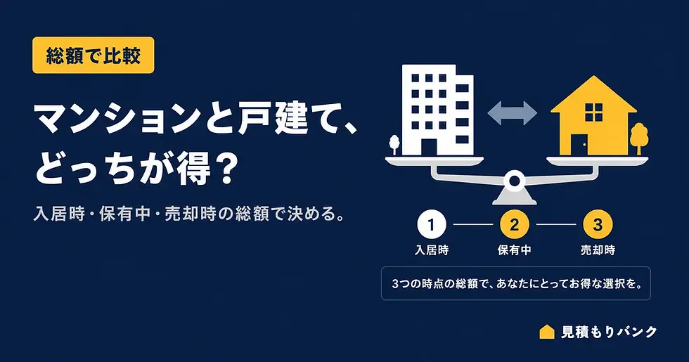 マンションと戸建てはどっち?入居時・保有中・売却時の総額で決める