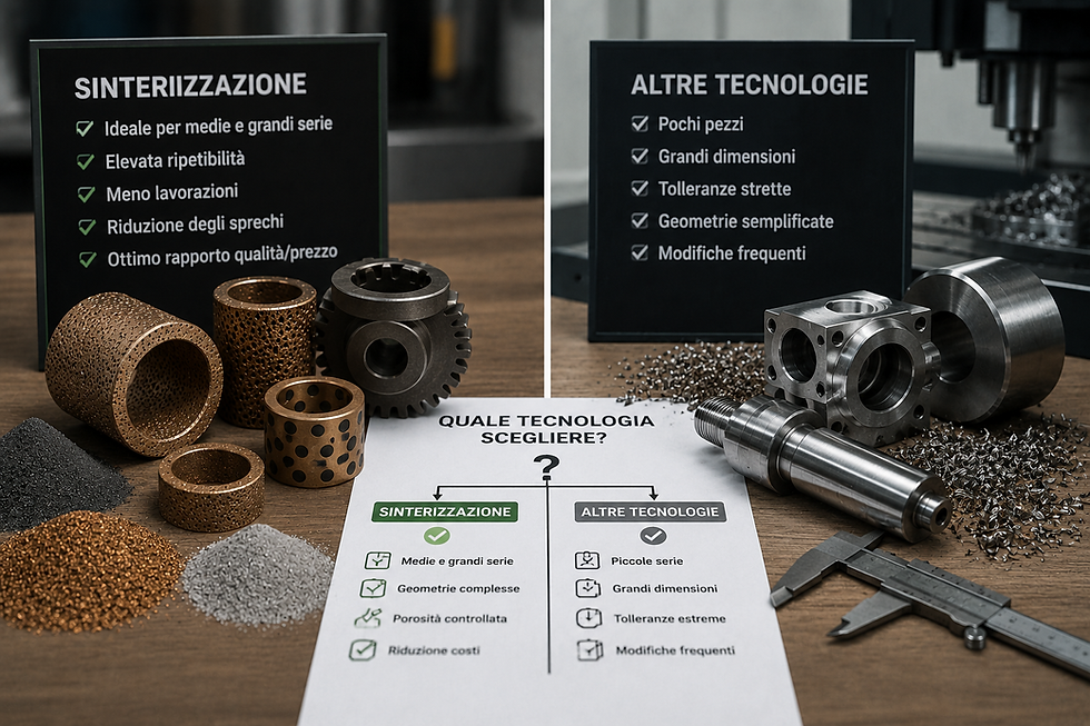 When is it better to use a sintered component and when is it better to choose another technology?