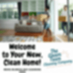 Gleam Team Cleaning Co walking into a fresh home with logo and phrase