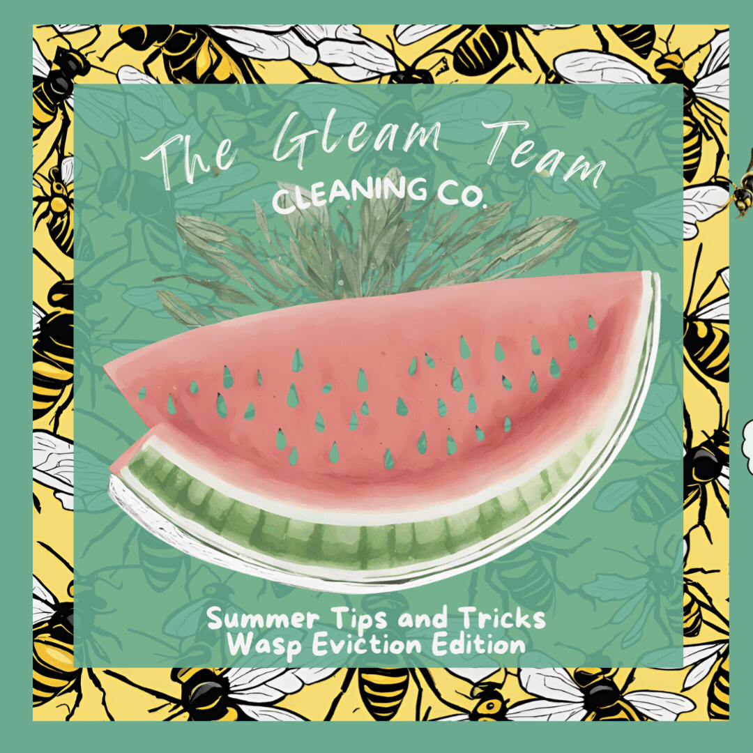 a wasp flying around a watermelon summer time with the gleam team cleaning co
