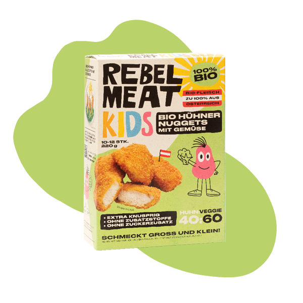 Rebel Meat Bio Hühner Nuggets mit Gemüse in Verpackung.png
