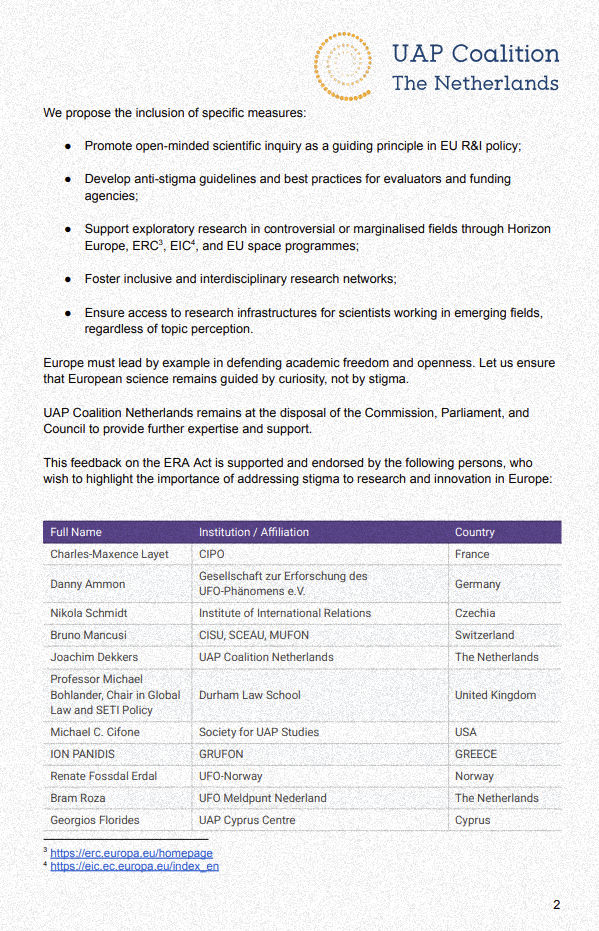 European Commission UFO act Partners