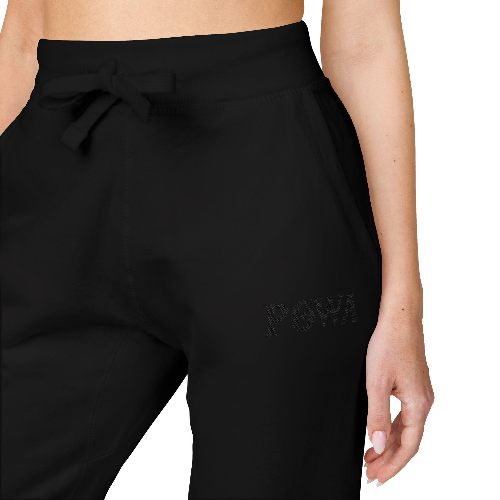POWA Embroidered Fleece Sweatpants (BLK-ON-BLK)
