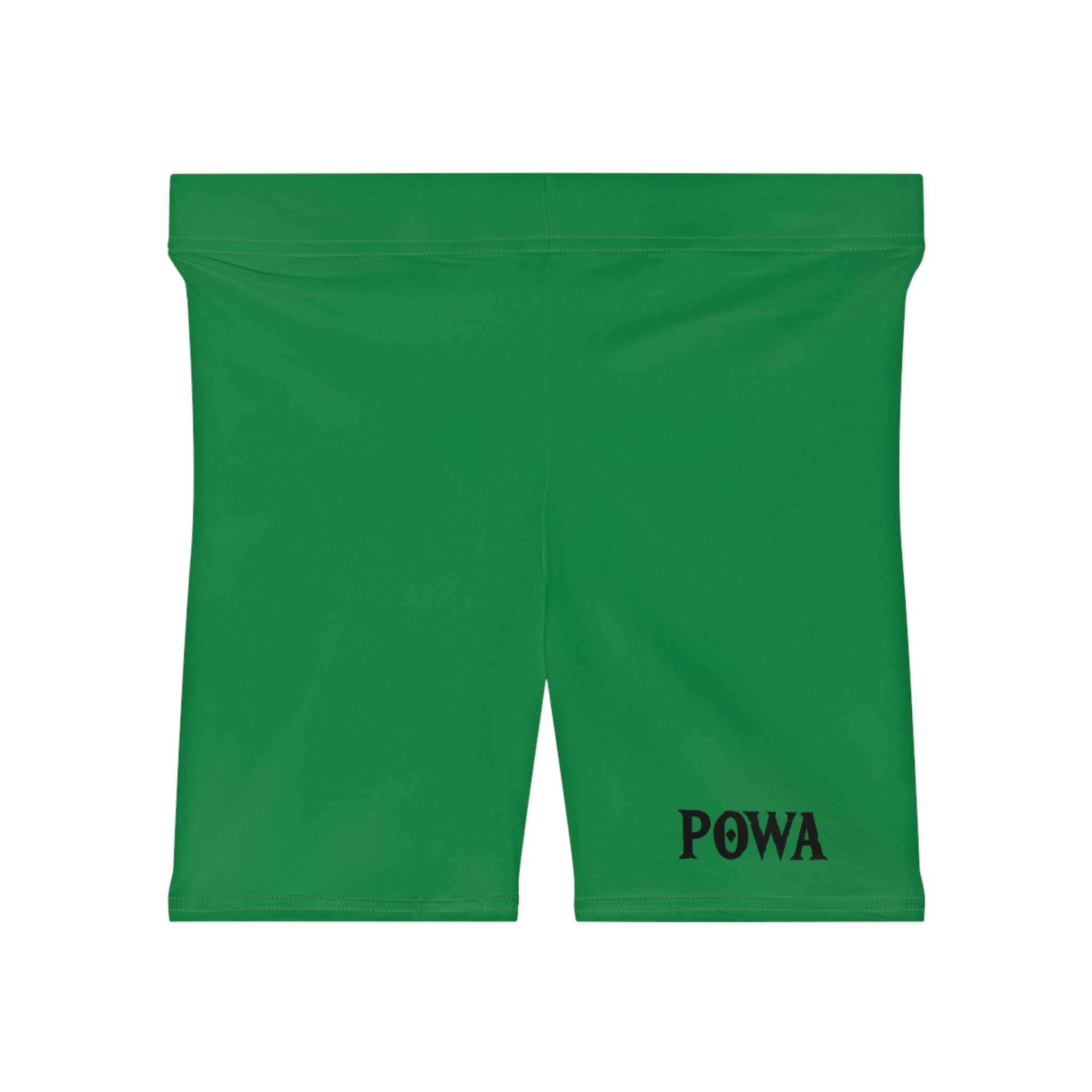 POWA Women's Green Sporty Workout Biker Shorts