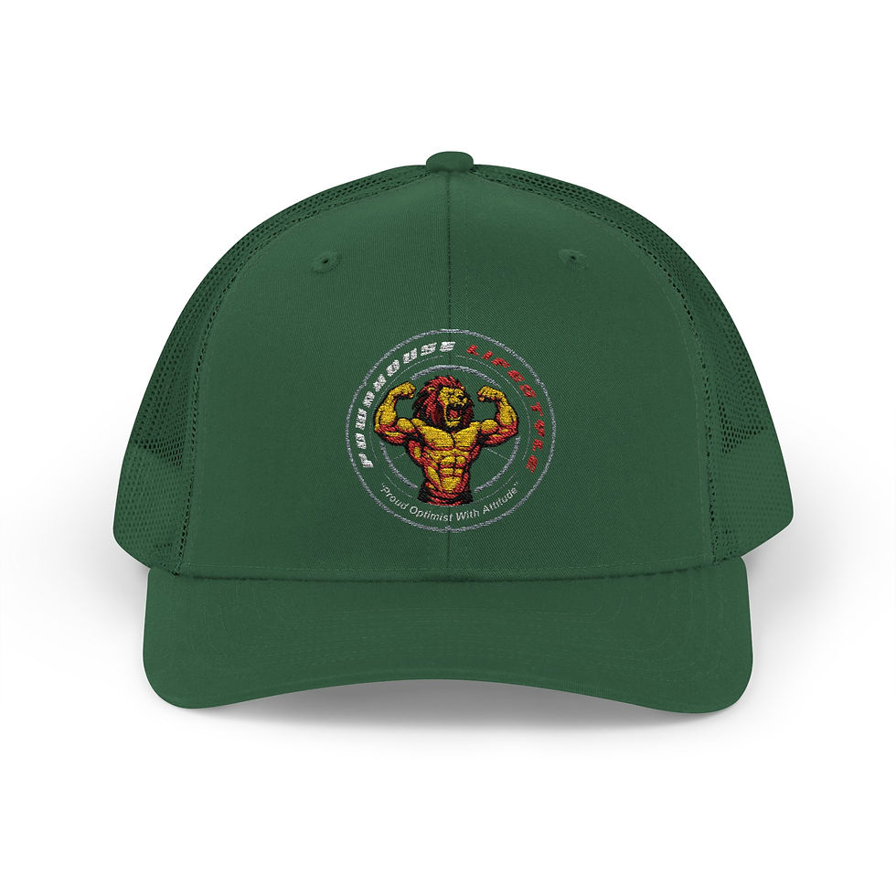 Thumbnail: Powahouse Lifestyle Lion Strong Trucker Hat (White Text Logo)