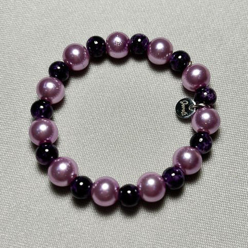 Precious purple Amethyst and faux purple pearl bracelet by Joveli Designs.