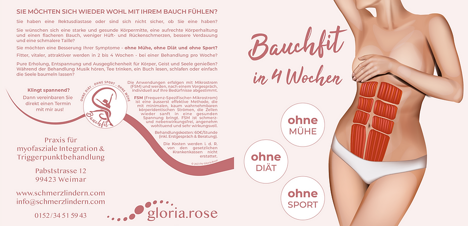 Flyer Rektusdiastase Bauchfit in 4 Wochen, ohne Mühe, ohne Diät, ohne Sport