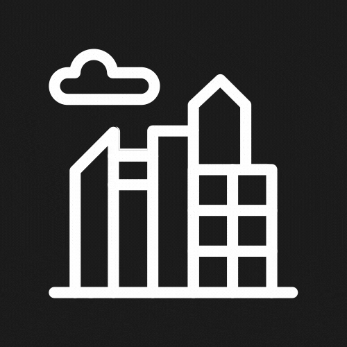 clouds and office buildings