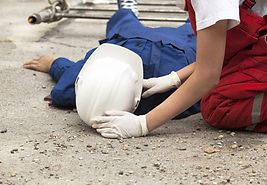 Construction worker fell from unprotected scaffolding onto cement floor causing closed head injury.