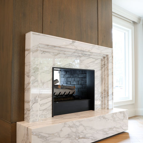 Custom Calacatta Borghini Marble Fireplace