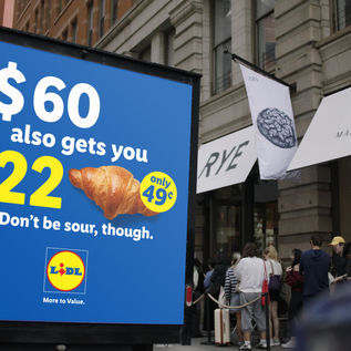 Lidl US parks a billboard truck outside RYE, New York's viral $60 bread bakery, to sell its $3.99 loaf