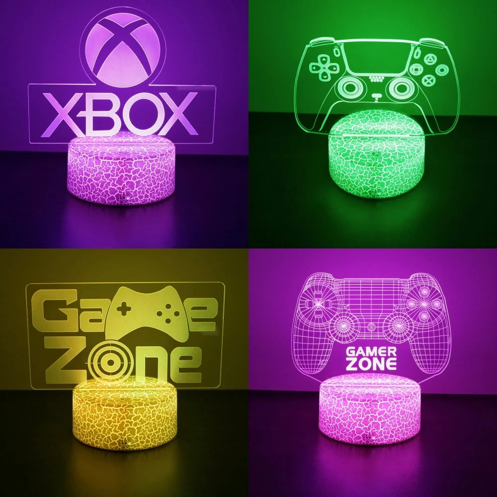NEON GAMER 3D Lamp LED Night Light Gaming Setup