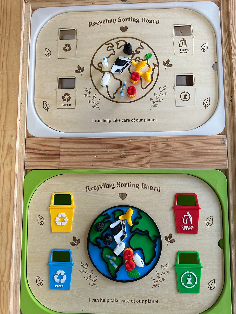 Thumbnail: Montessori Recycling Sorting Board (wooden engraved) | Environmental Learning To