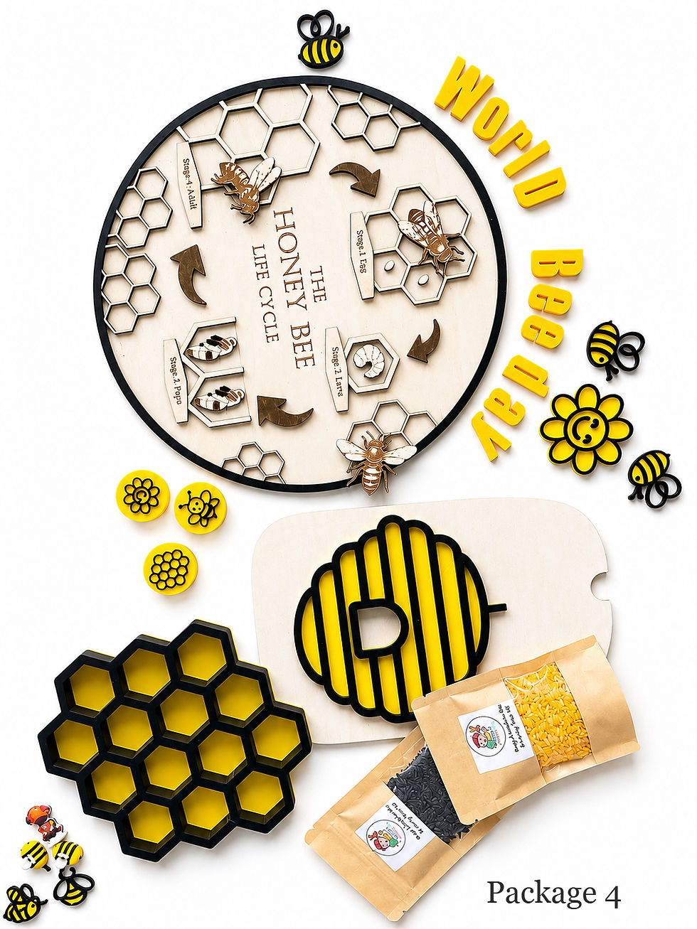 Thumbnail: Bee-Themed Sensory Play Set | World Bee Day Activity Kit | Montessori Bee Tray 