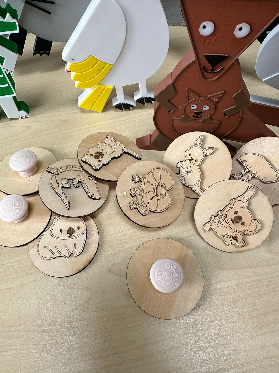 Thumbnail: Australian Animal Playdough Stamps | Wooden Montessori Sensory Stamps | Aussie A