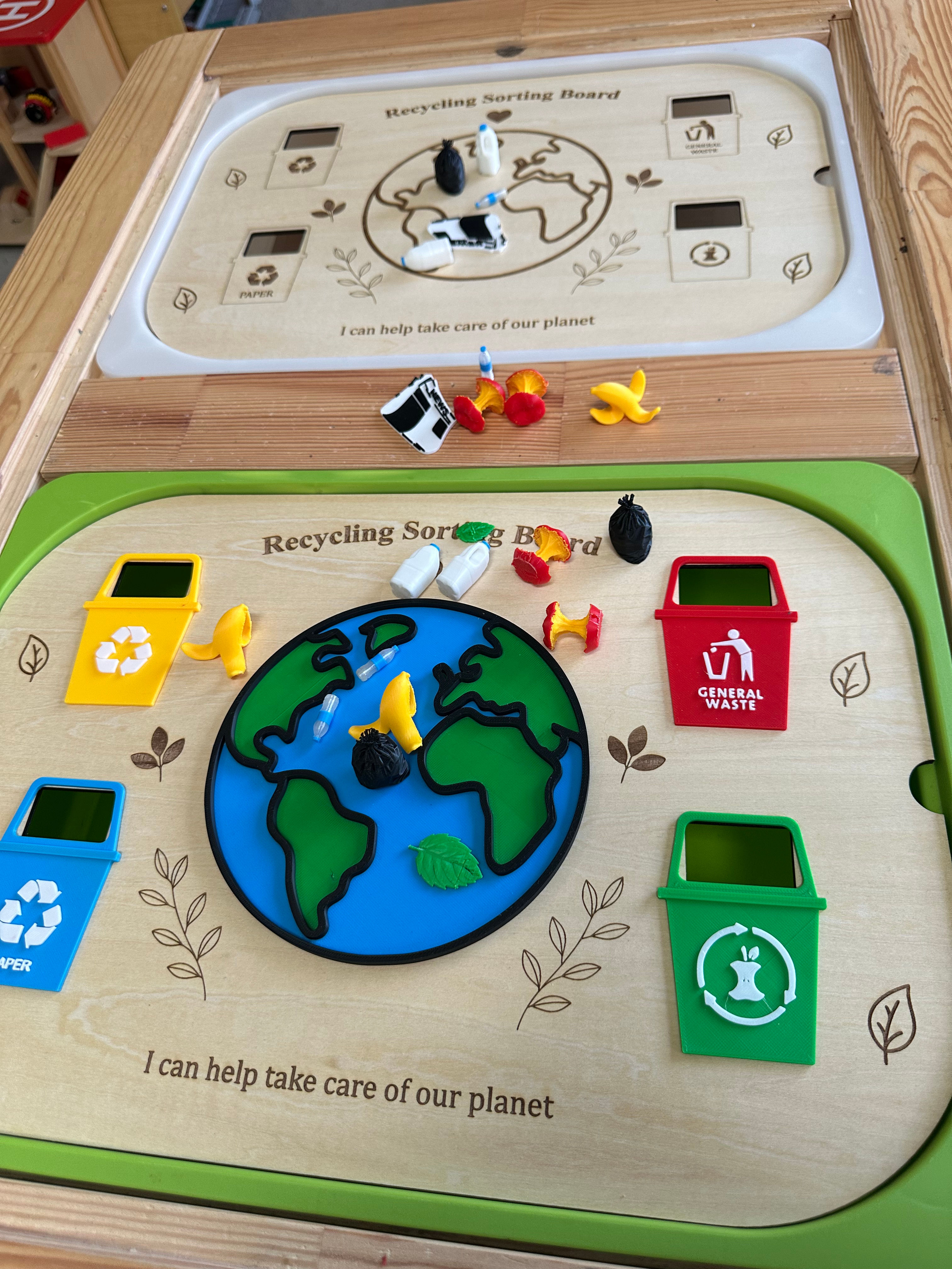 Montessori Recycling Sorting Board (wooden engraved) | Environmental Learning To