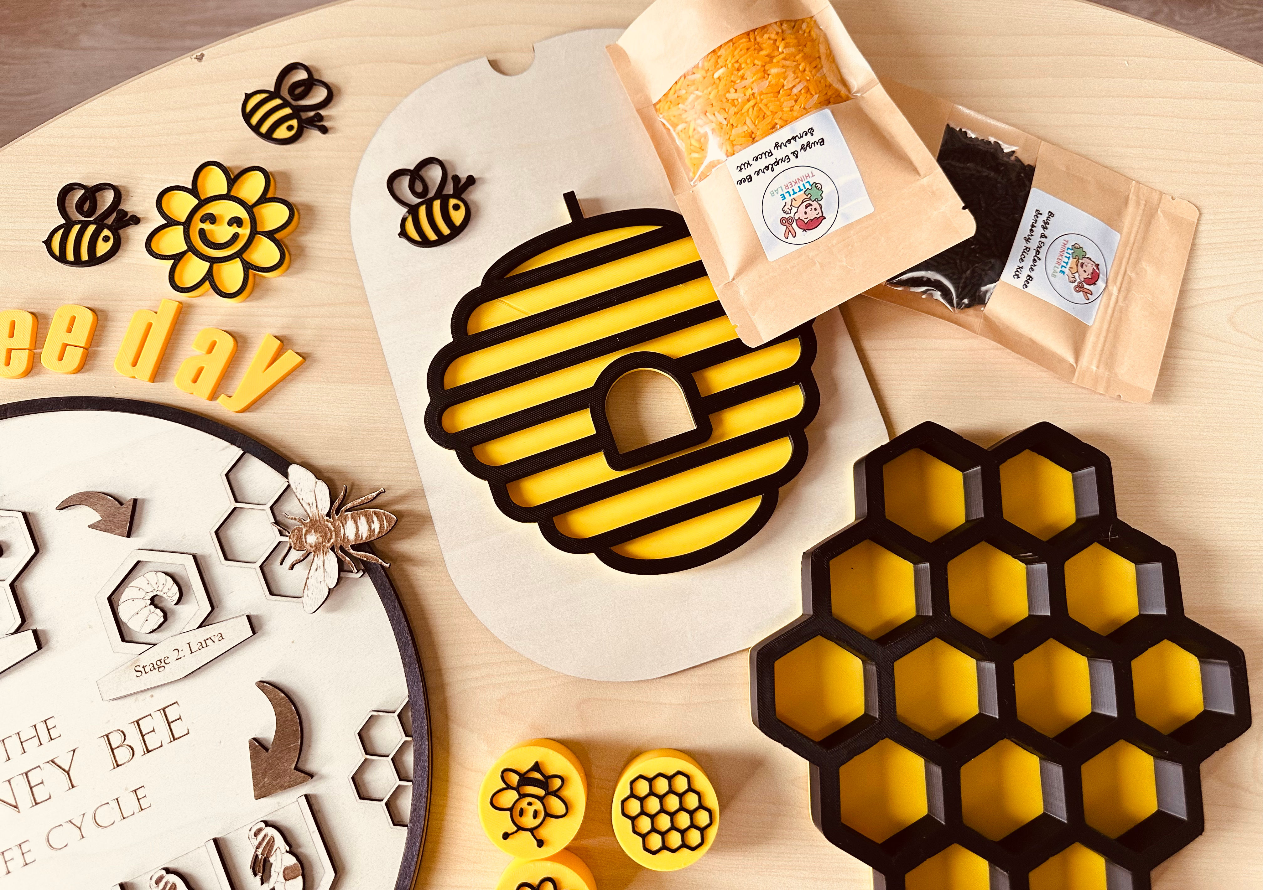 Bee-Themed Sensory Play Set | World Bee Day Activity Kit | Montessori Bee Tray