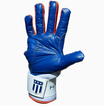 Thumbnail: Long cuff White with Royal Blue Palm Stock