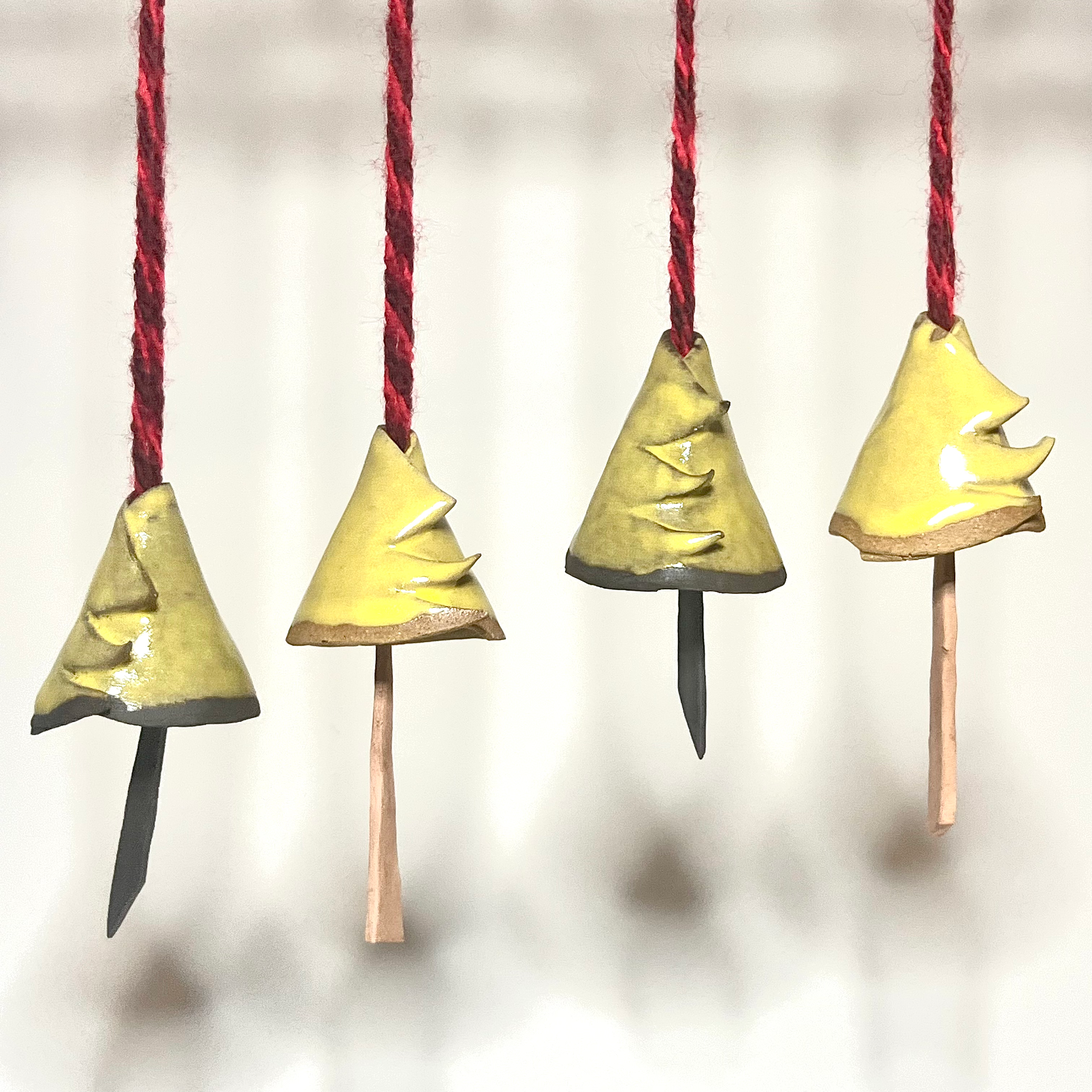 Tree Bell Ornament - 4 Pack yellow  (C) 